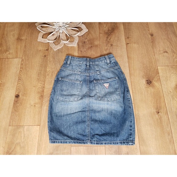 Guess Los Angeles Midi Skirt Light Wash Size 23 - Picture 5 of 7